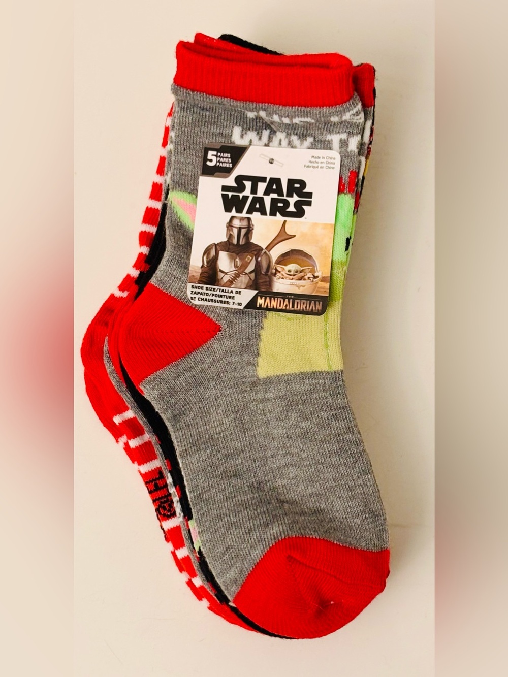 5-Pack of Star Wars Mandalorian Crew Socks: Toddler Size 7-10